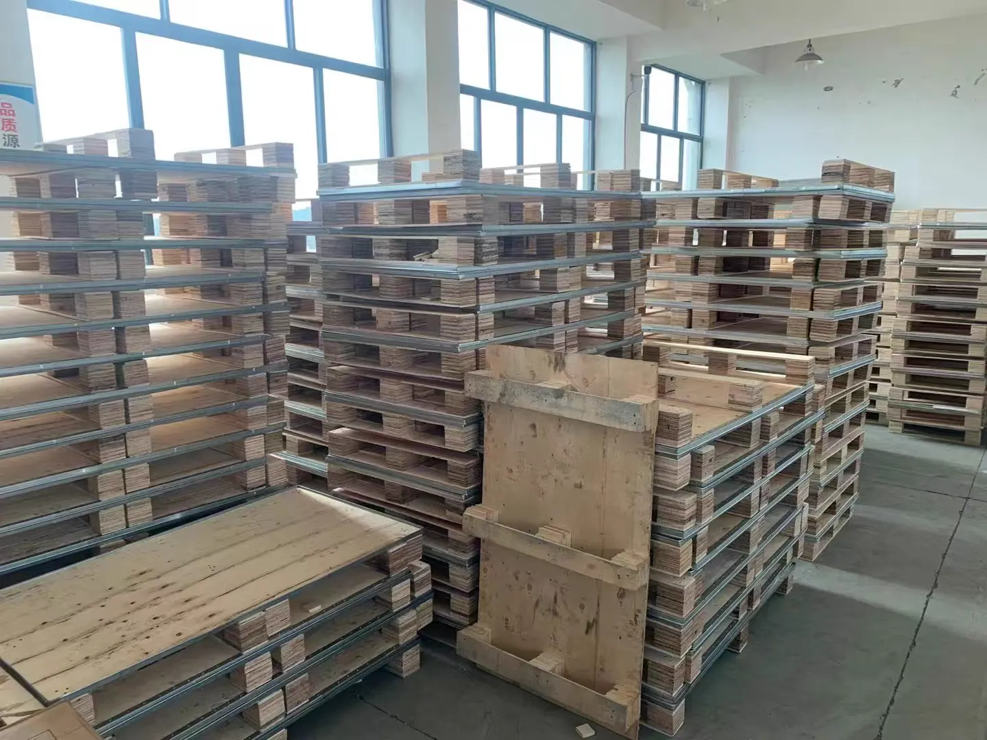 Export pallets prepared for shipping